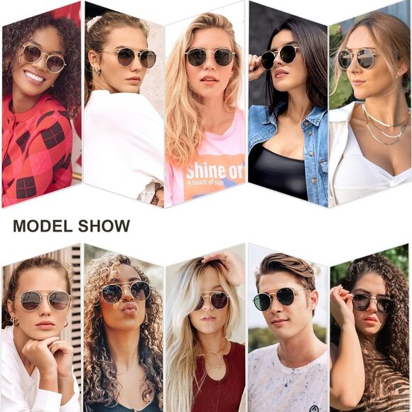 Retro Vintage Round Sunglasses Women Men Polarized UV400 Small Circle Sunnies - Picture 2 of 5